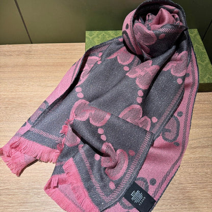 SCARF 195 CM IN DARK PINK GG WOOL LAMÉ JACQUARD 403976