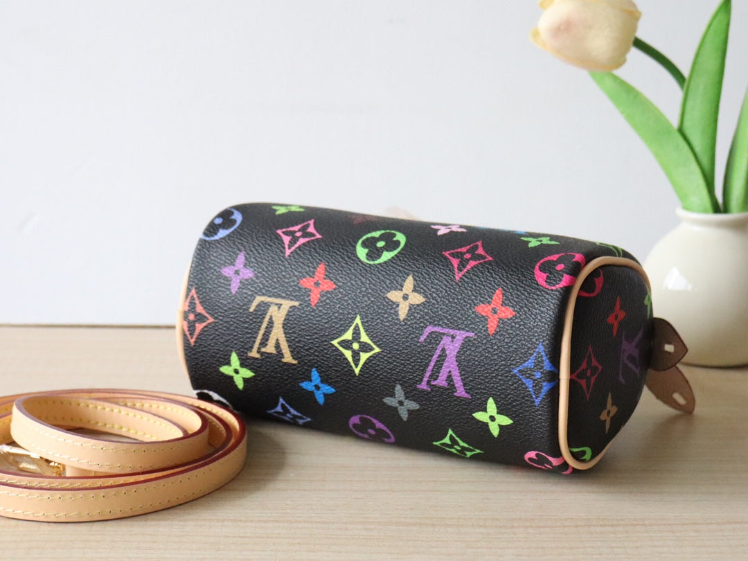 EAST WEST 15 BAG IN BLACK MIX COLORFUL CALFSKIN