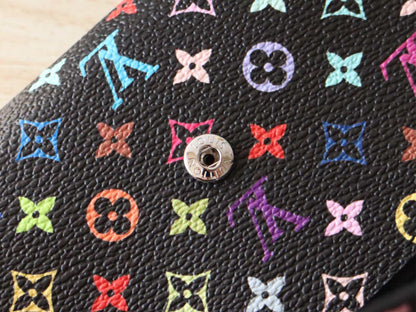 ROSALIE ZIPPY 12 IN BLACK MIX COLORFUL CALFSKIN