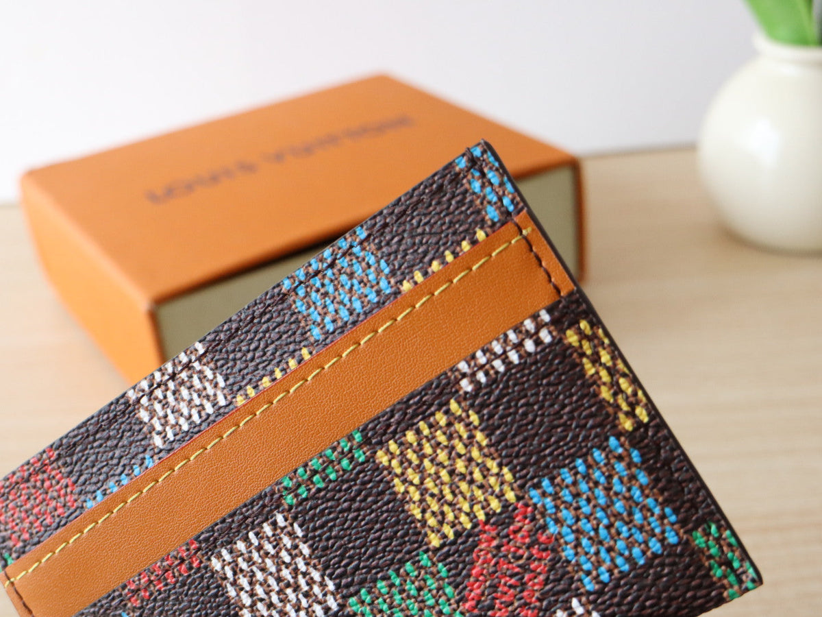 POCKET ORGANIZER CARD HOLDER 11 IN COLORFUL DAMIER EBENE CANVAS