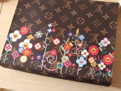 TOILETRY POUCH 25 CM BAG IN BROWN MONOGRAM CALFSKIN WITH STICKER