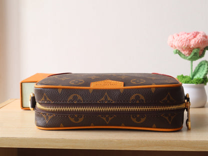 TROCADERO BAG 20 IN BROWN MIX ORANGE MONOGRAM ECLIPSE CANVAS