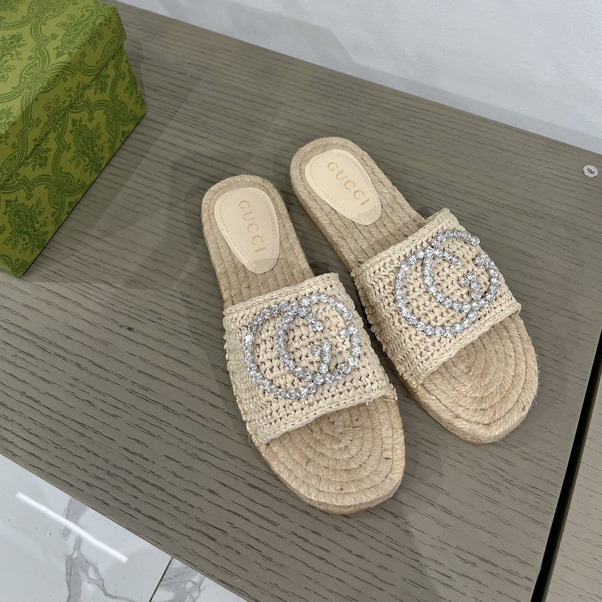 GG INTERLOCKING G ESPADRILLE CREAM FABRIC