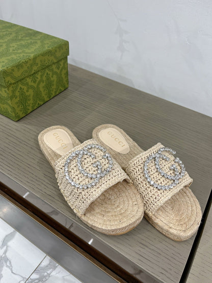 GG INTERLOCKING G ESPADRILLE CREAM FABRIC