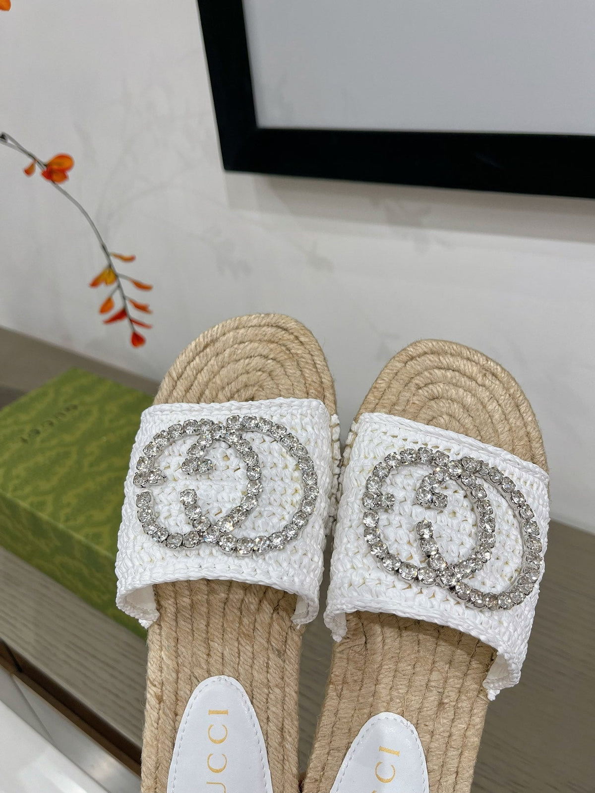 GG INTERLOCKING G ESPADRILLE WHITE FABRIC