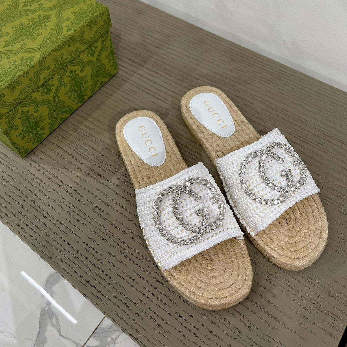 GG INTERLOCKING G ESPADRILLE WHITE FABRIC