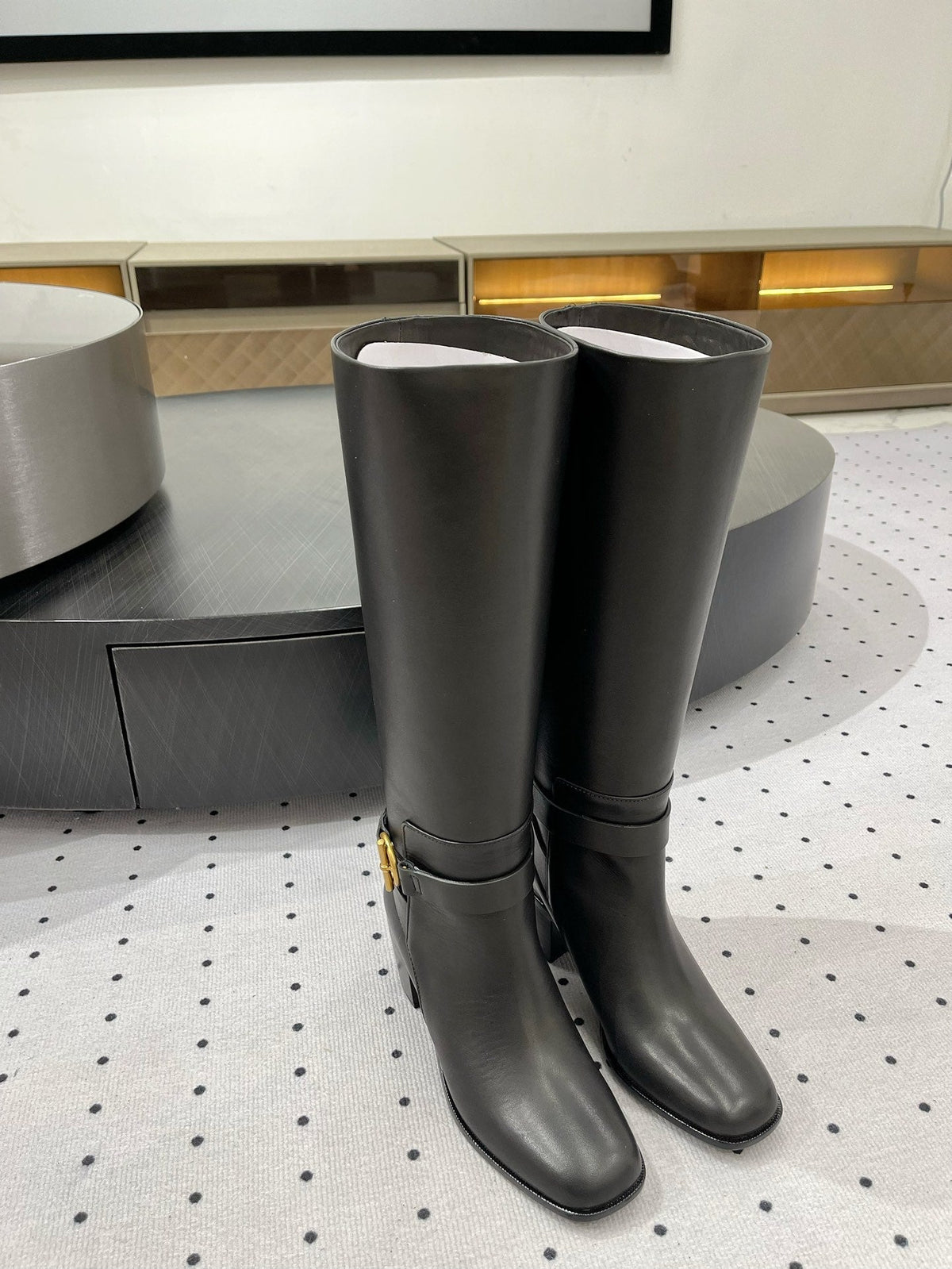 JUSTINE BOOT 6 CM IN BLACK CALFSKIN