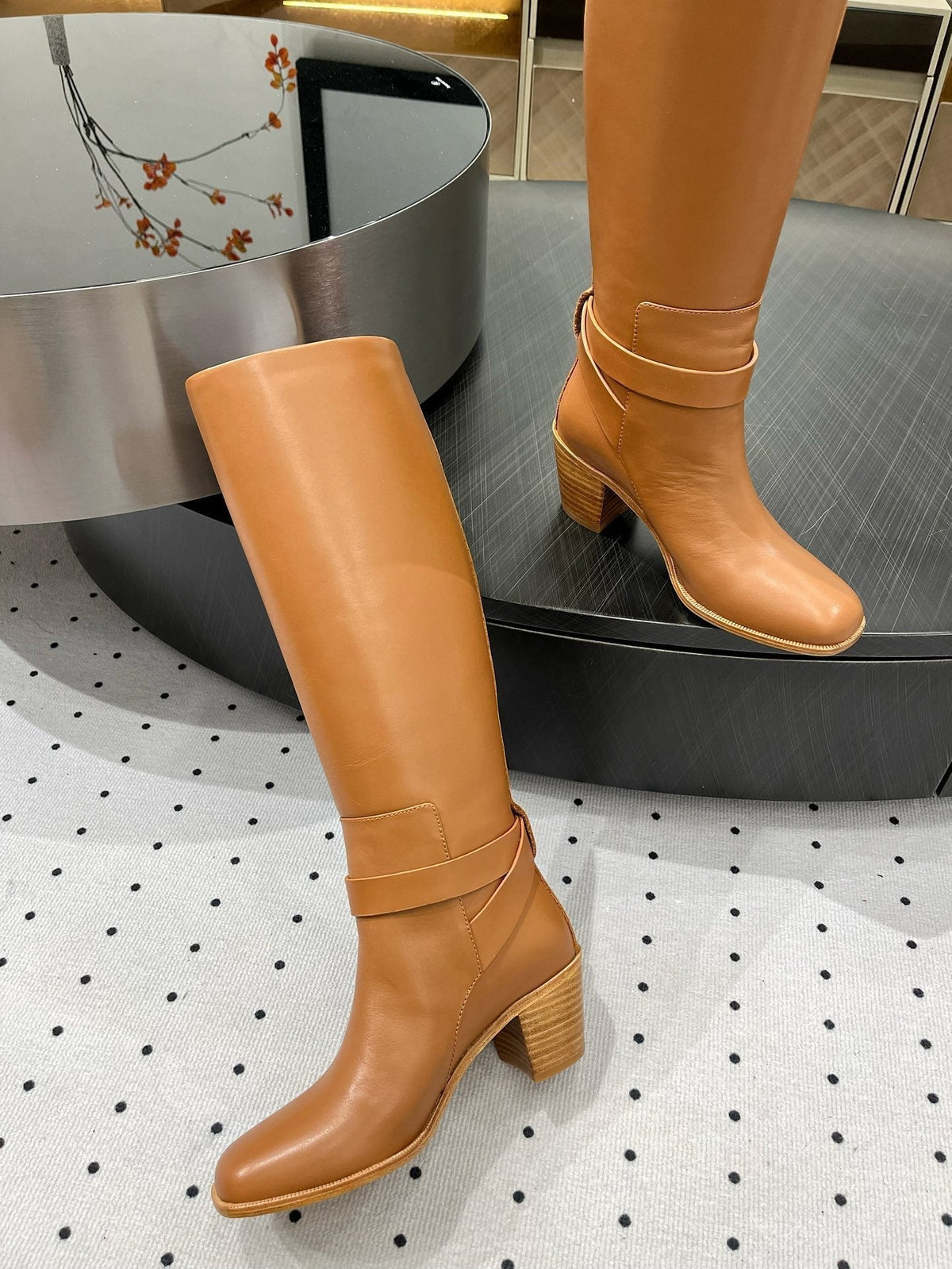 JUSTINE BOOT 6 CM IN BRONZE BROWN CALFSKIN