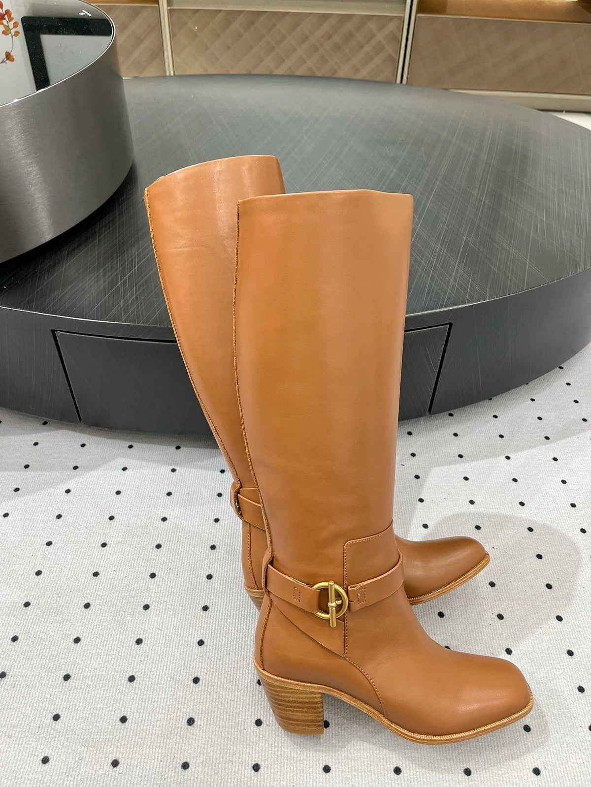 JUSTINE BOOT 6 CM IN BRONZE BROWN CALFSKIN