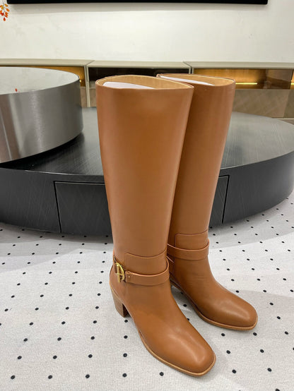 JUSTINE BOOT 6 CM IN BRONZE BROWN CALFSKIN