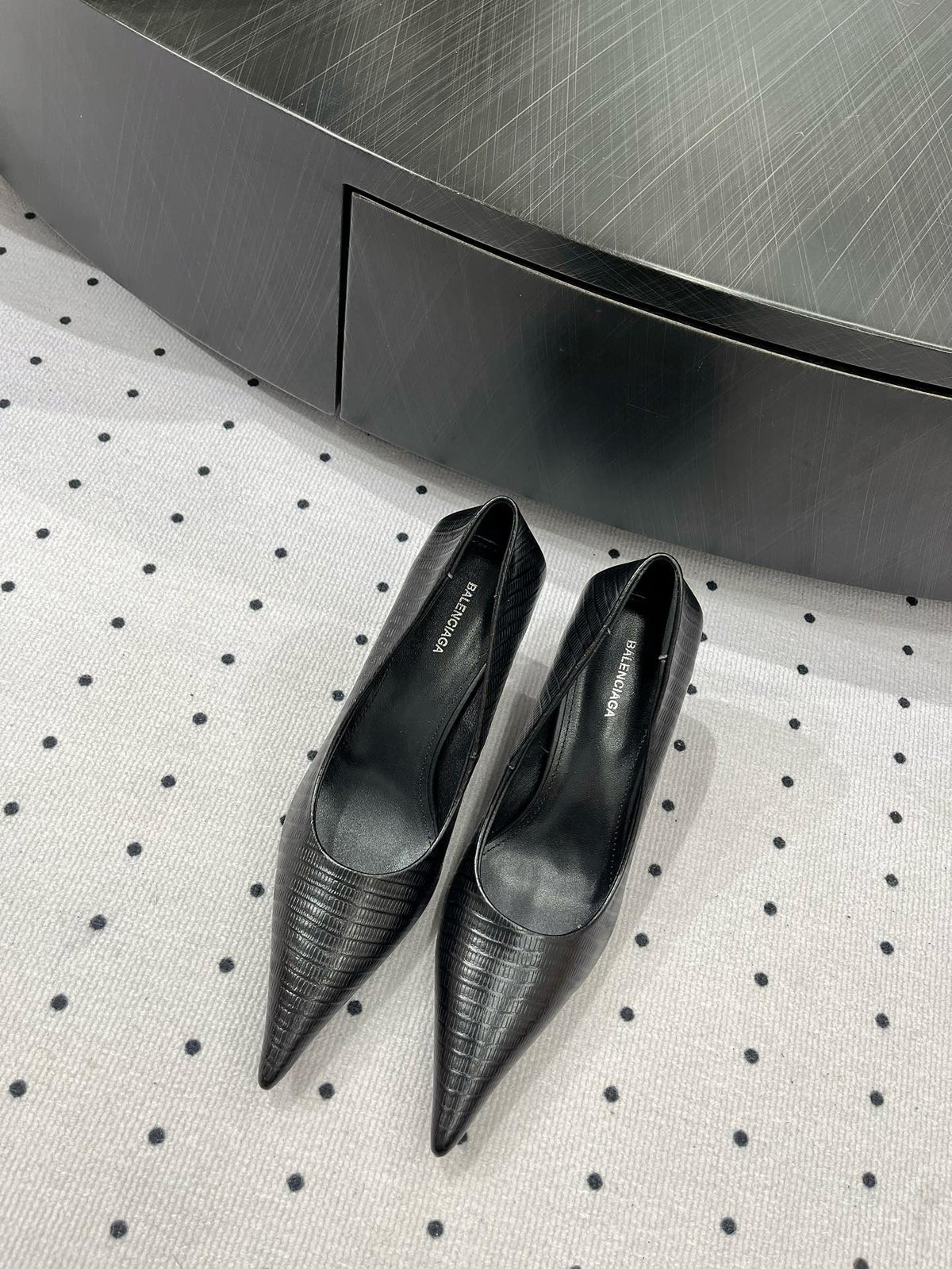 CLASSIC PUMPS 65MM IN BLACK LIZARD PATTERN CALFSKIN