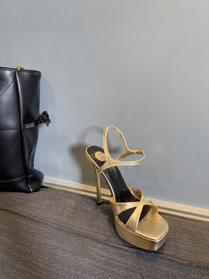 DEBBIE PLATFORM SANDALS IN GOLD METALLIC SMOOTH LAMBSKIN