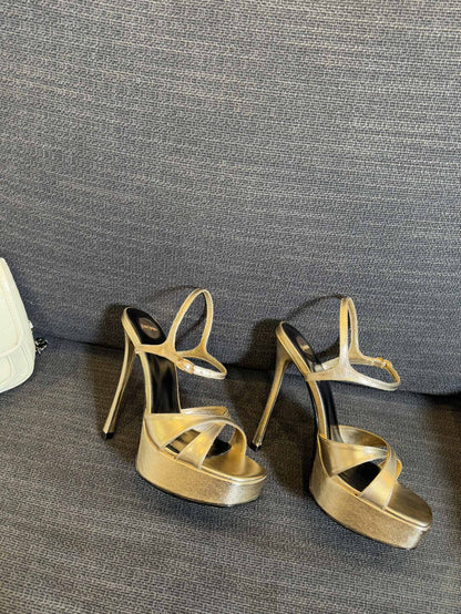 DEBBIE PLATFORM SANDALS IN GOLD METALLIC SMOOTH LAMBSKIN