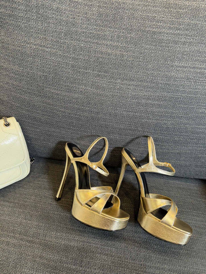 DEBBIE PLATFORM SANDALS IN GOLD METALLIC SMOOTH LAMBSKIN