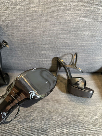 DEBBIE PLATFORM SANDALS IN BLACK SMOOTH LAMBSKIN