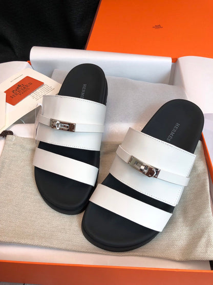 GABRIEL SANDAL MULE IN WHITE CALFSKIN