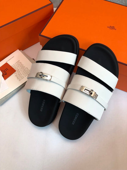 GABRIEL SANDAL MULE IN WHITE CALFSKIN