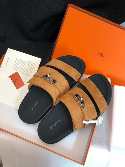 GABRIEL SANDAL MULE IN BRONZE BROWN SUEDE