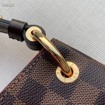 GRACEFUL MM BAG 41 IN BROWN DAMIER COATED CANVAS BROWN CALFSKIN
