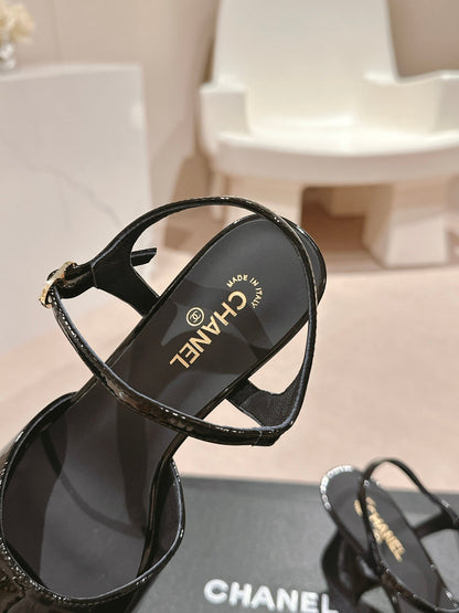 HIGH HEELS SANDAL IN BLACK LAMBSKIN