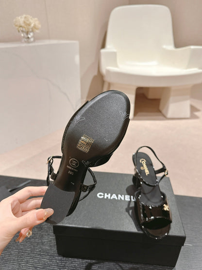HIGH HEELS SANDAL IN BLACK LAMBSKIN