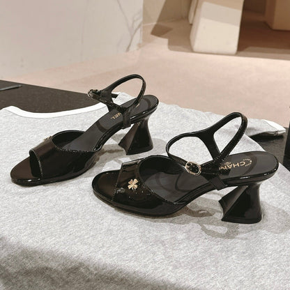 HIGH HEELS SANDAL IN BLACK LAMBSKIN