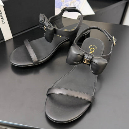 FLAT SANDALS 5 MM IN BLACK CALFSKIN