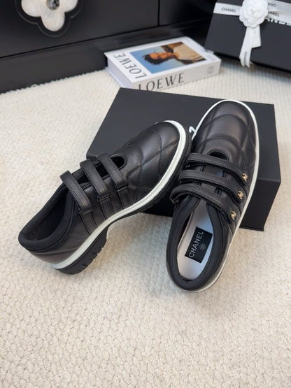 SNEAKERS WITH THREE STRAPS IN BLACK CALFSKIN