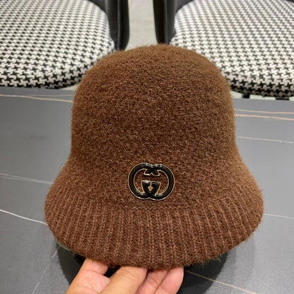 BUCKET HAT IN SYRUP BROWN WOOL PLUSH 399232