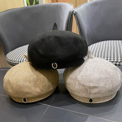 BERET HAT IN BLACK FABRIC 420941