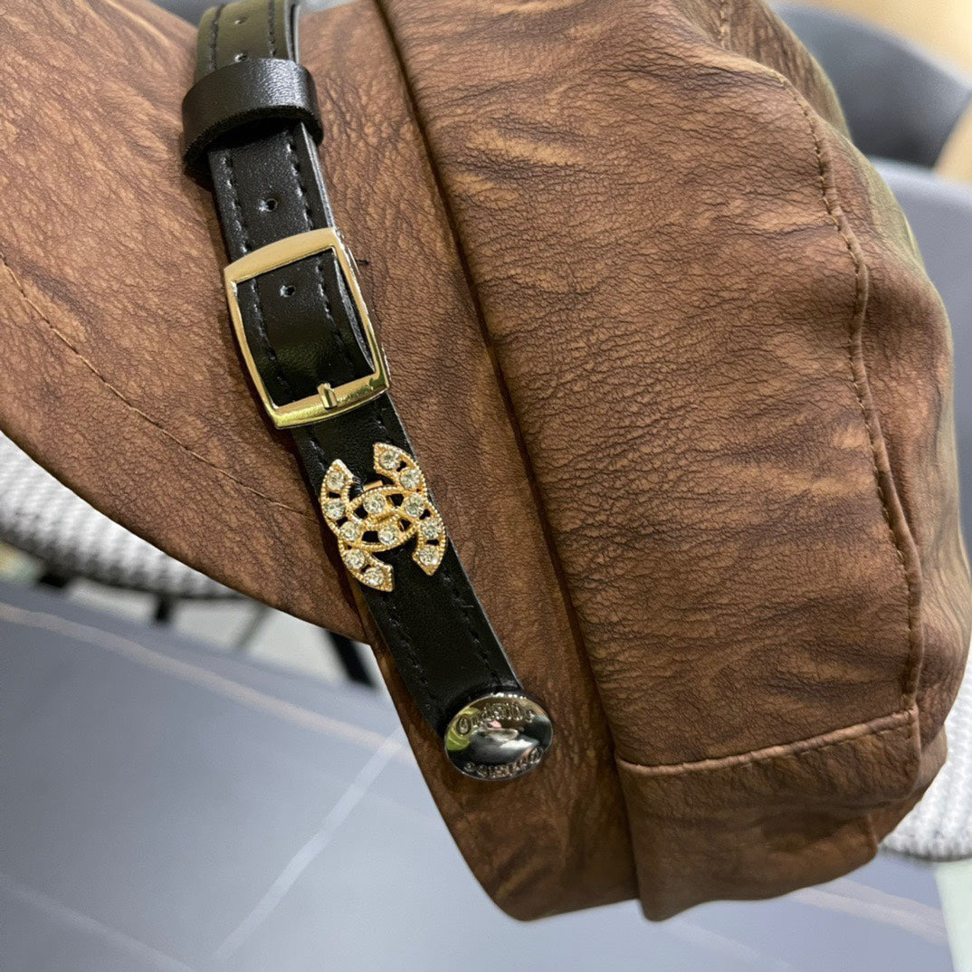 BAKER BOY CAP IN PECAN BROWN CALFSKIN 420947