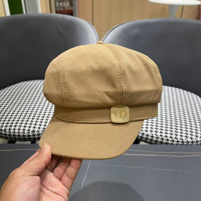BAKER BOY HAT IN BEIGE YELLOW COTTON 429848