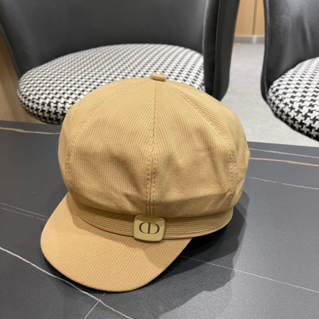 BAKER BOY HAT IN BEIGE YELLOW COTTON 429848