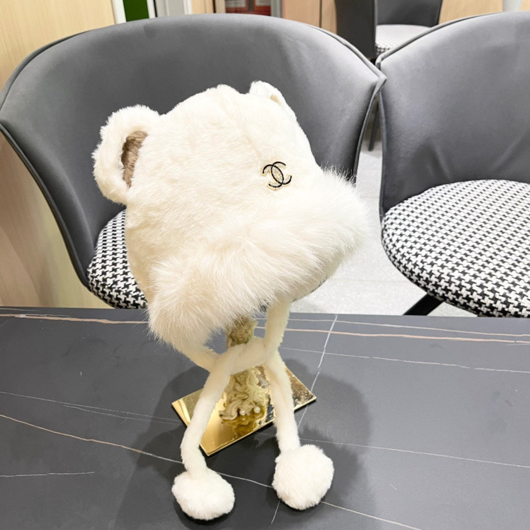BEANIE HAT IN WHITE FLEECE AND WOOL 433166
