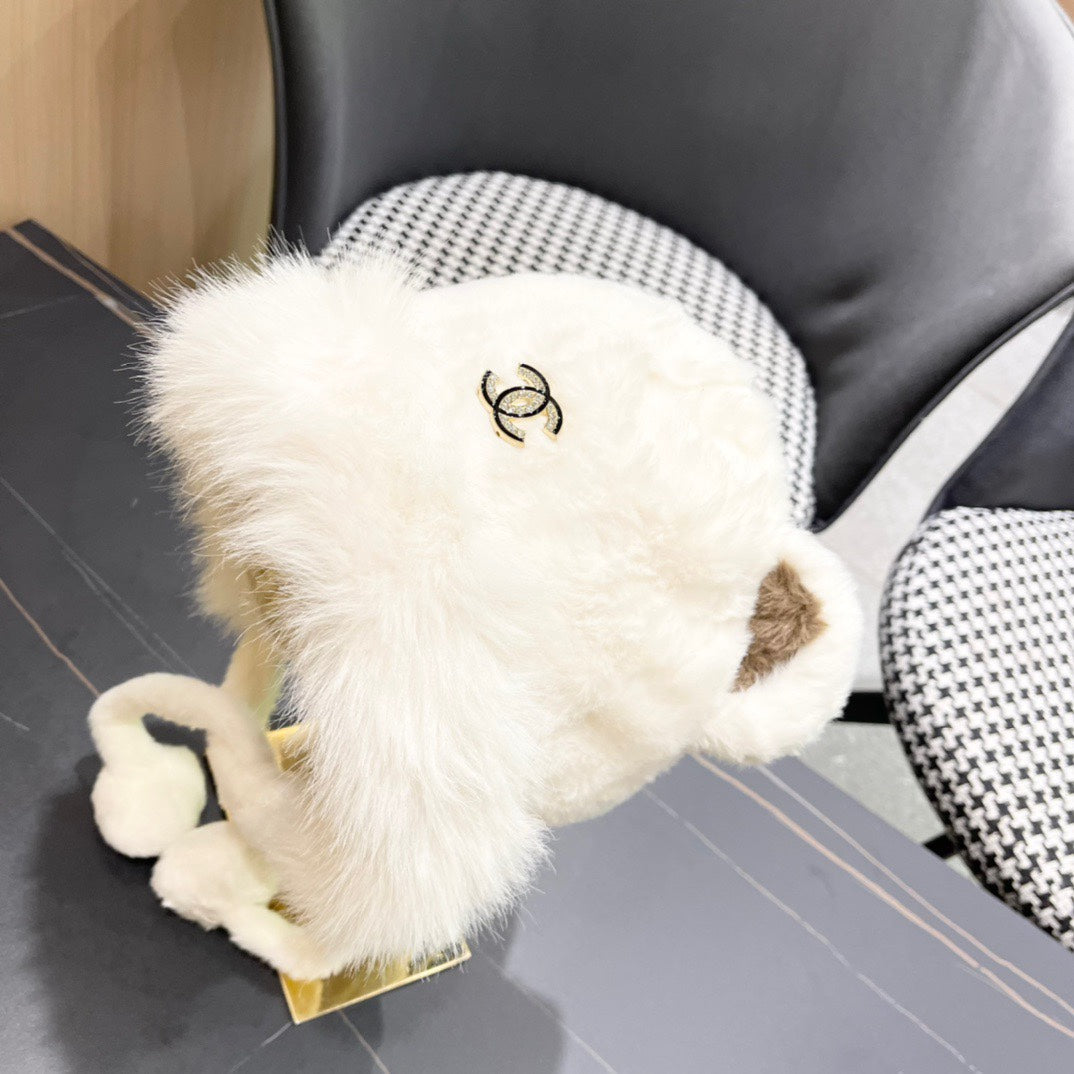 BEANIE HAT IN WHITE FLEECE AND WOOL 433166