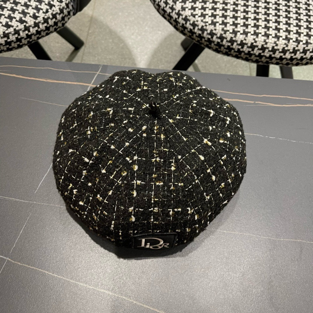 BERET HAT IN BLACK TWEED 434680