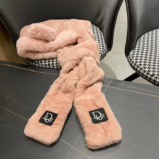 PLUSH WARM HAT IN TUSCAN BEIGE RABBIT FUR WITH FOX EARS 439585