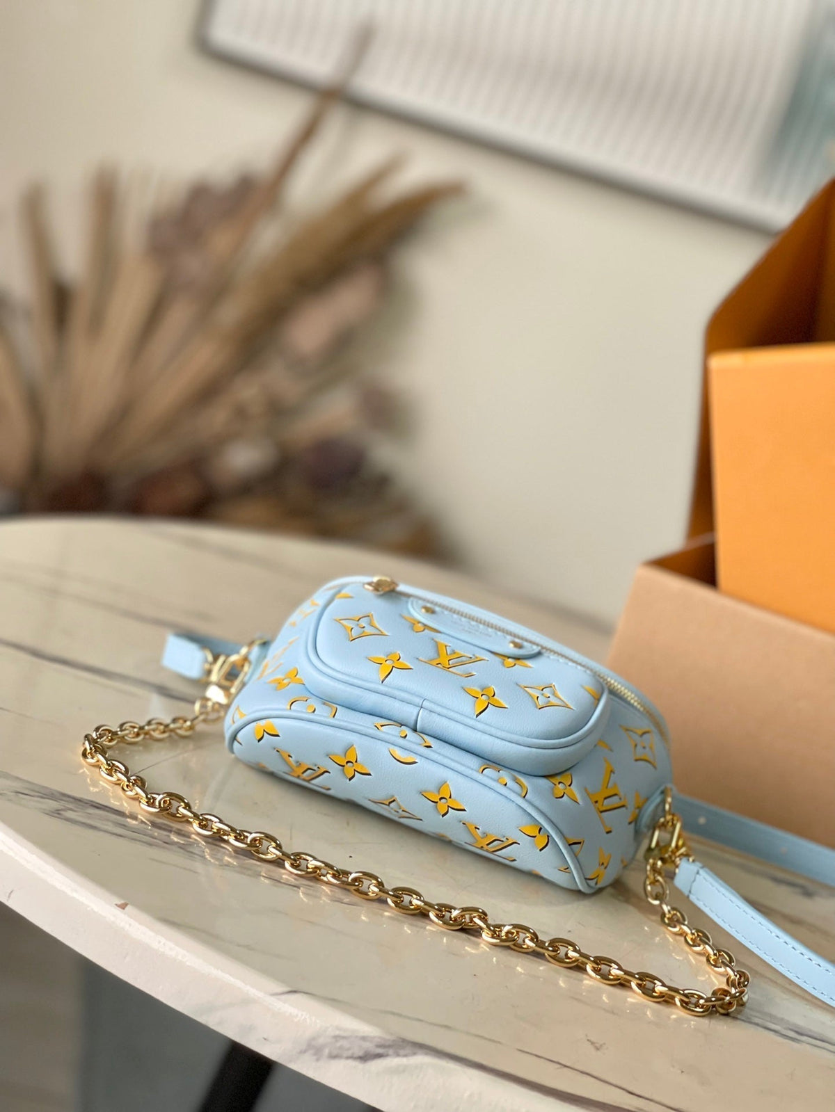 MINI BUMBAG 17 IN SKY YELLOW MONOGRAM CALFSKIN GOLD HARDWARE