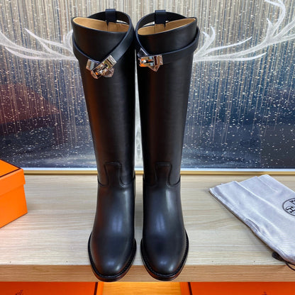 KNEE HIGH BOOTS IN BLACK CALFSKIN
