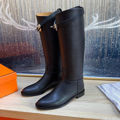KNEE HIGH BOOTS IN BLACK CALFSKIN