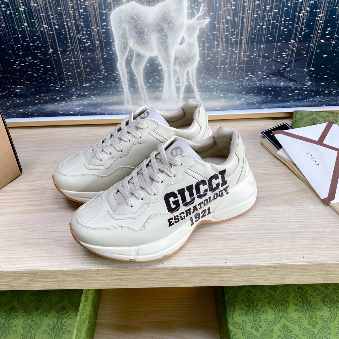 GG COUPLE TRAINER WHITE CALFSKIN WITH ICON 25