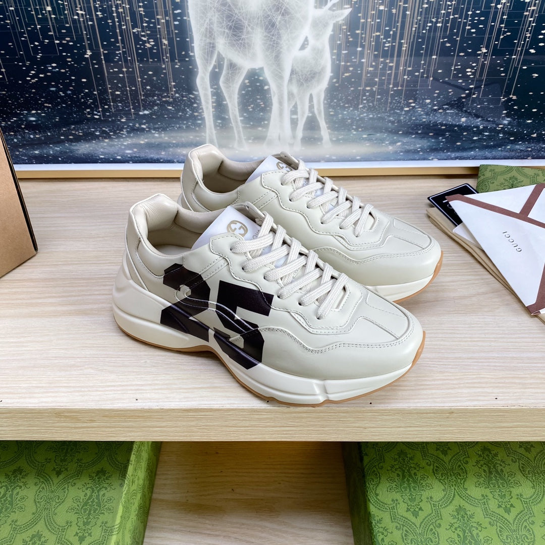 GG COUPLE TRAINER WHITE CALFSKIN WITH ICON 25