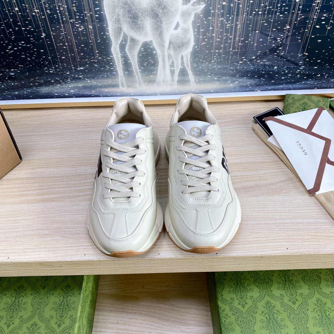 GG COUPLE TRAINER WHITE CALFSKIN WITH ICON 25