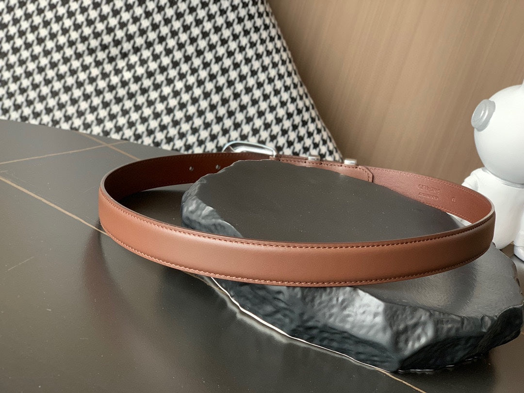 BELT 25MM MEDIUM WESTERN IN DARK BROWN CALFSKIN SILVER BUCKLE