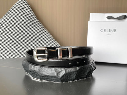 BELT 25MM MEDIUM WESTERN IN BLACK CALFSKIN WITH SILVER BUCKLE