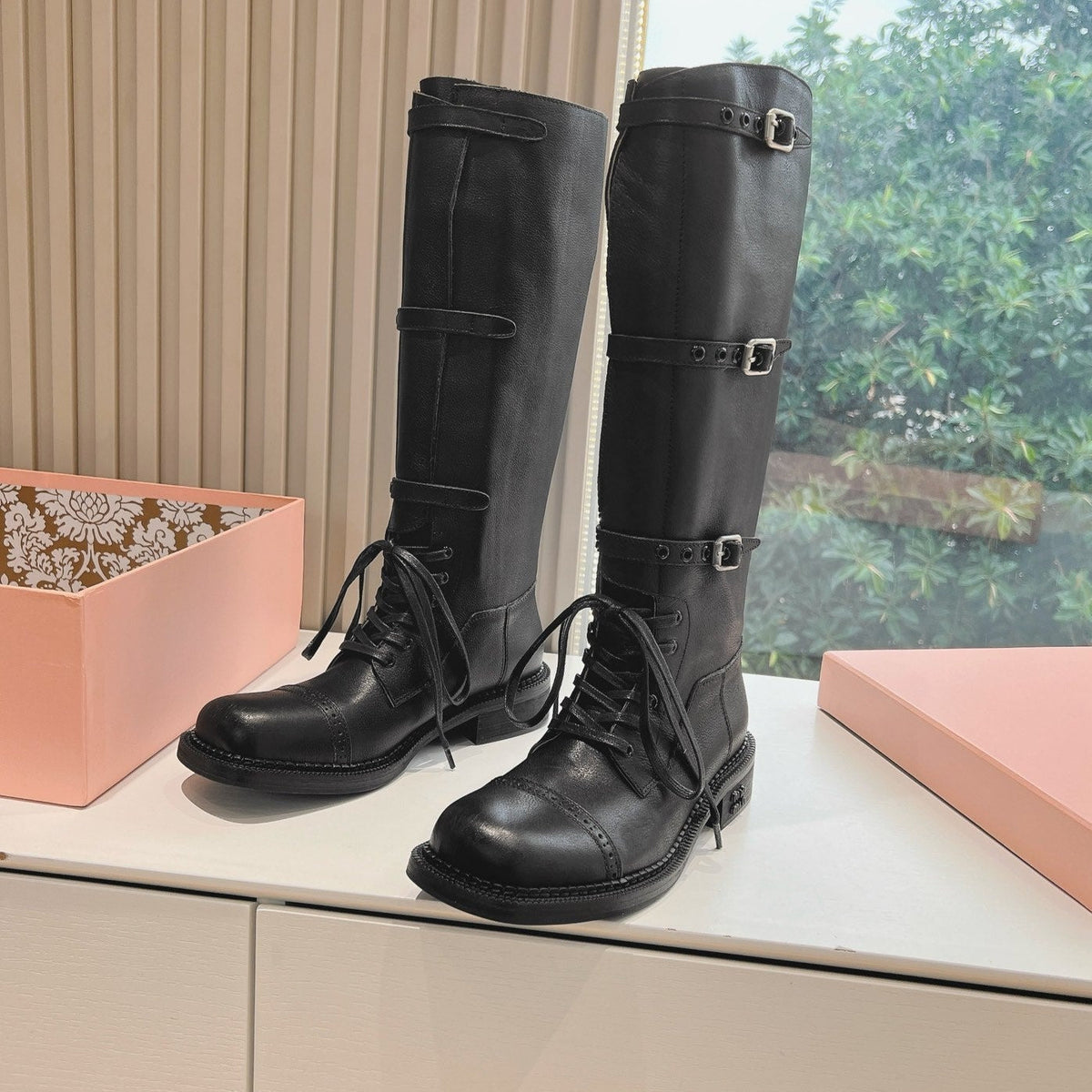 Army Boots Black Color Cowhide