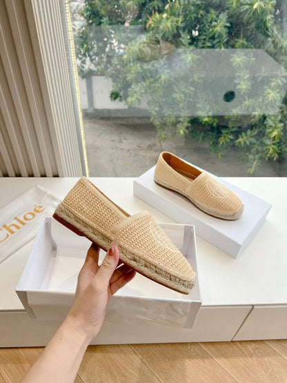 WOVEN LOAFER IN TAN BEIGE RAFFIA