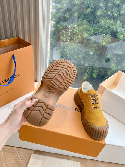 LV ARCHLIGHT SKATE SNEAKER IN HARVEST GOLD EMBOSSED SUEDE
