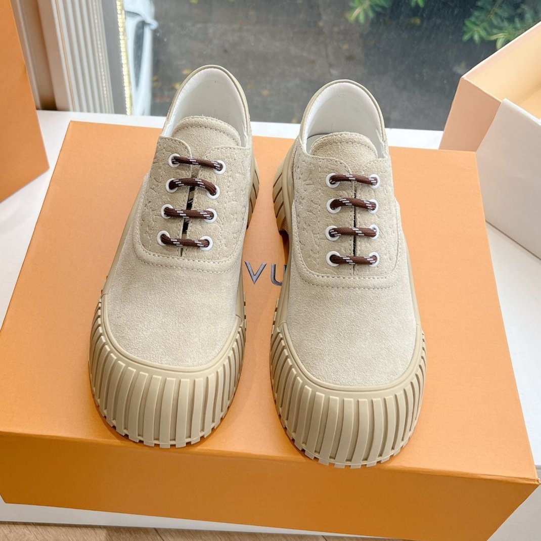 LV ARCHLIGHT SKATE SNEAKER IN PALE BROWN EMBOSSED SUEDE