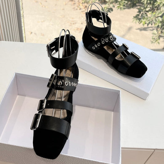 PUNK BALLET FLAT IN BLACK SUEDE AND CALFSKIN